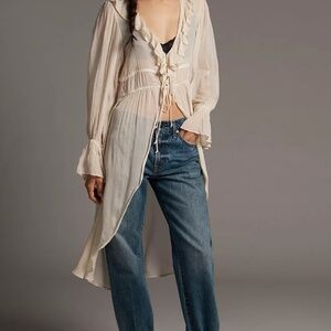 By Anthropologie Long-Sleeve Ruffled Duster Top